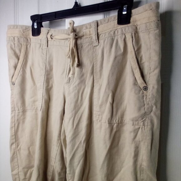 Sonoma Capri Pants Women 6 Drawstring Linen Blend Tan - Picture 7 of 12